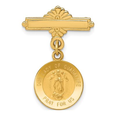 14K Yellow Gold Our Lady Of Guadalupe Medal Pin