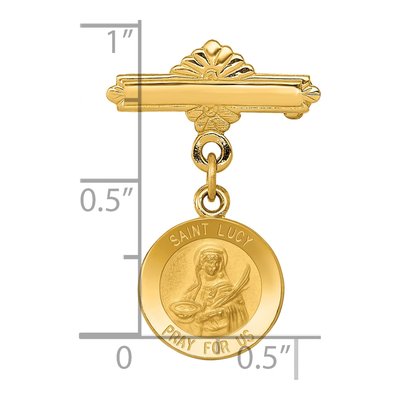 14K Yellow Gold Saint Lucy Medal Pin – view 4