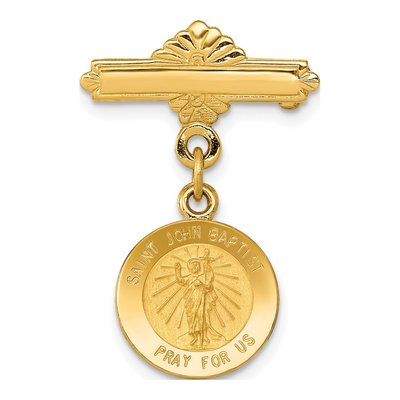 14K Yellow Gold Saint John the Baptist Medal Pin