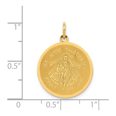 14K Yellow Gold Saint Jude Round Disc Charm – view 4