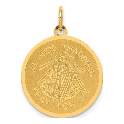 14K Yellow Gold Saint Jude Round Disc Charm