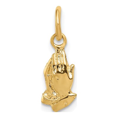 14K Yellow Gold Praying Hands Pendant
