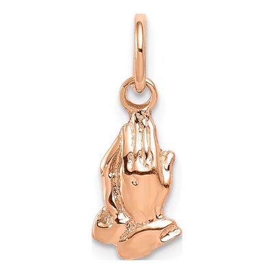 14K Rose Gold Praying Hands Pendant