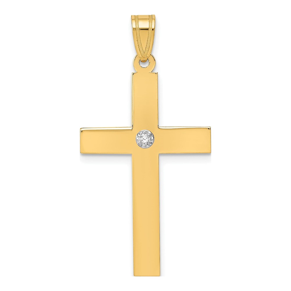 14K Yellow Gold Diamond Cross Pendant