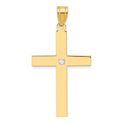 14K Yellow Gold Diamond Cross Pendant