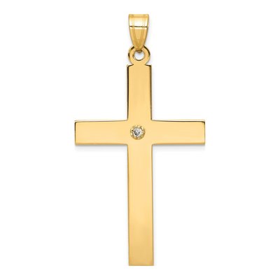14K Yellow Gold Diamond Cross Pendant
