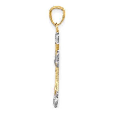 14K Yellow Gold Fleur de Lis Cross Pendant – view 3