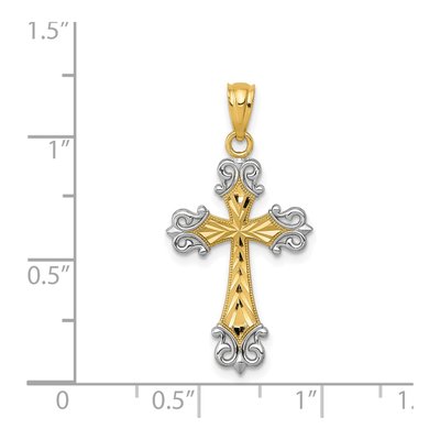 14K Yellow Gold Fleur de Lis Cross Pendant – view 4