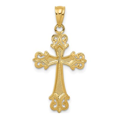 14K Yellow Gold Fleur de Lis Cross Pendant – view 5