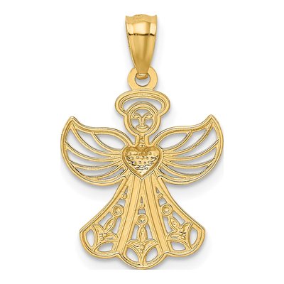 14K Yellow Gold Filigree Angel Heart Pendant – view 5
