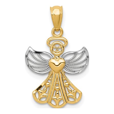 14K Yellow Gold Filigree Angel Heart Pendant