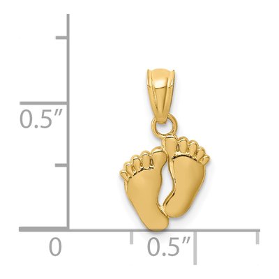 14K Yellow Gold Small Feet Pendant – view 4