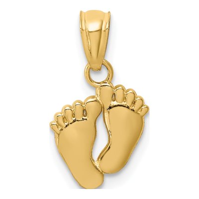 14K Yellow Gold Small Feet Pendant
