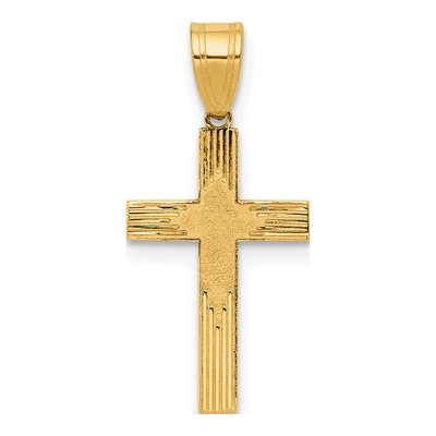 14K Yellow Gold Laser Designed Cross Pendant