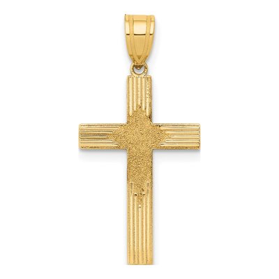 14K Yellow Gold Laser Designed Cross Pendant