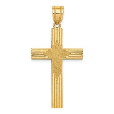 14K Yellow Gold Laser-Designed Cross Pendant