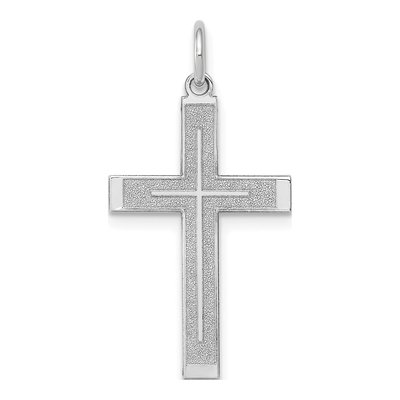 14K White Gold Laser-Designed Cross Pendant