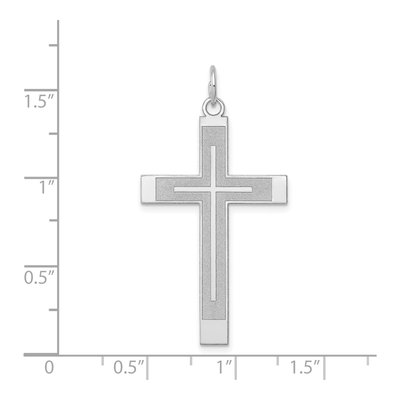 14K White Gold Laser Design Cross Pendant – view 4