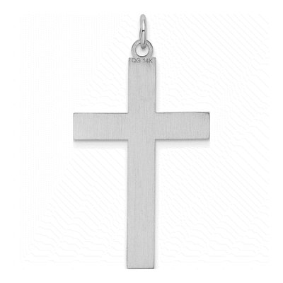 14K White Gold Laser Design Cross Pendant – view 5