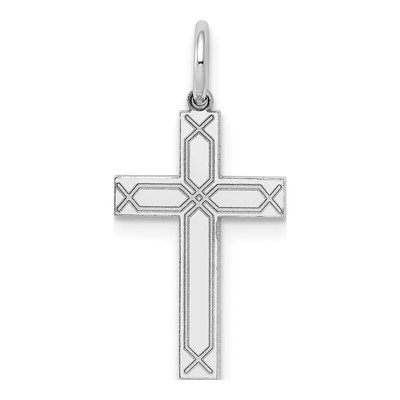 14K White Gold Laser-Designed Cross Pendant