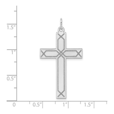 14K White Gold Laser Design Cross Pendant – view 4