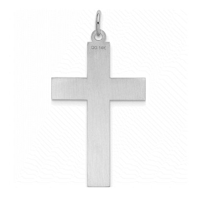14K White Gold Laser Design Cross Pendant – view 5