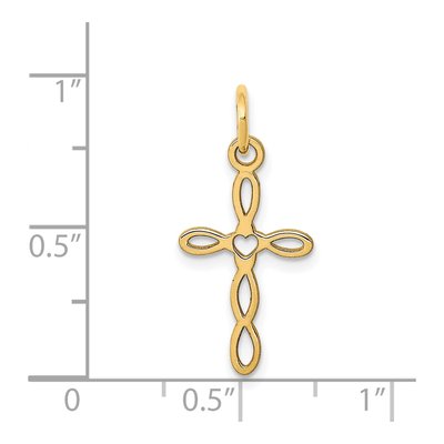 14K Yellow Gold Heart Cross Pendant – view 4