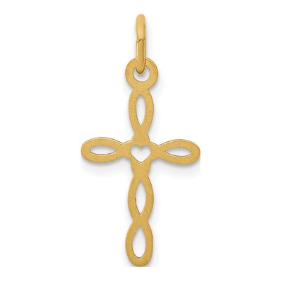 14K Yellow Gold Heart Cross Pendant – view 5
