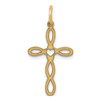 14K Yellow Gold Loop Cross Pendant