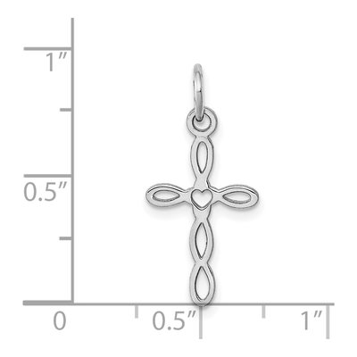14K White Gold Heart Cross Pendant – view 4