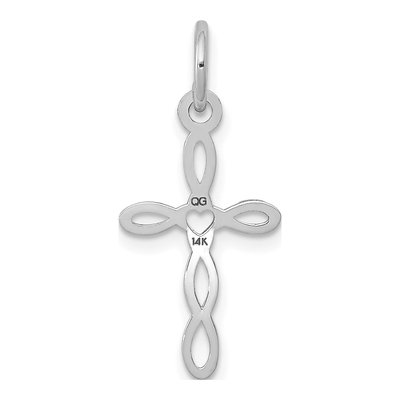 14K White Gold Heart Cross Pendant – view 5