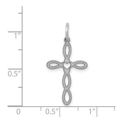 14K White Gold Heart Cross Pendant – view 4