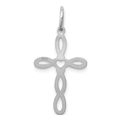 14K White Gold Heart Cross Pendant – view 5