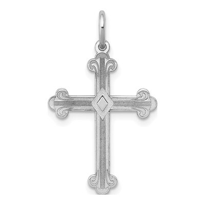 14K White Gold Laser Designed Cross Pendant