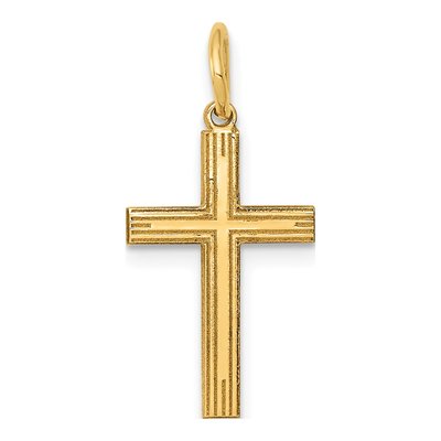 14K Yellow Gold Laser-Designed Cross Charm