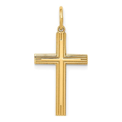 14K Yellow Gold Laser-Cut Cross Pendant