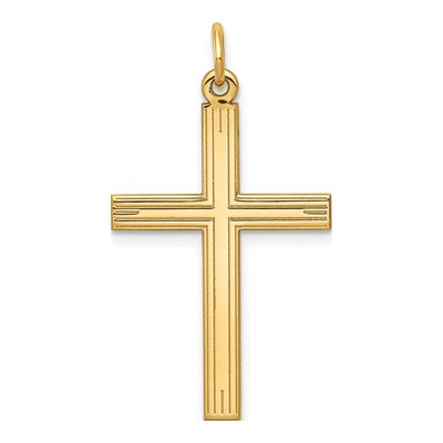 14K Yellow Gold Laser-Cut Cross Pendant