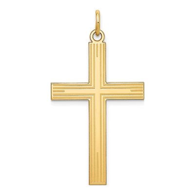 14K Yellow Gold Laser-Cut Cross Pendant