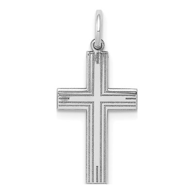 14K White Gold Laser-Cut Cross Pendant