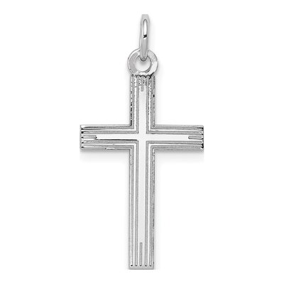 14K White Gold Laser-Cut Cross Pendant