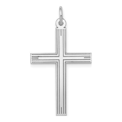 14K White Gold Laser-Cut Cross Pendant
