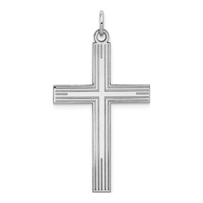 14K White Gold Laser-Cut Cross Pendant