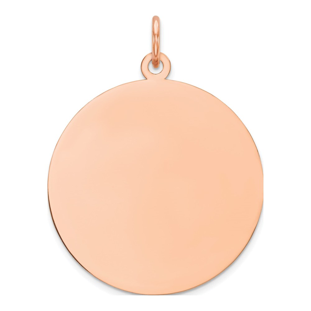 14K Rose Gold Plain .018 Gauge Round Engravable 23mm Disc Charm Pendant