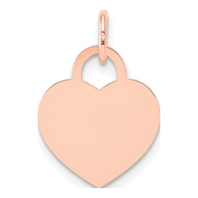 14K Rose Gold Heart Disc Charm