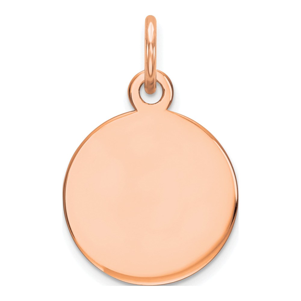 14K Rose Gold Plain .011 Gauge Round Engraveable 11mm Disc Charm Pendant