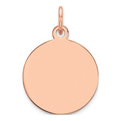 14K Rose Gold Round Disc Charm