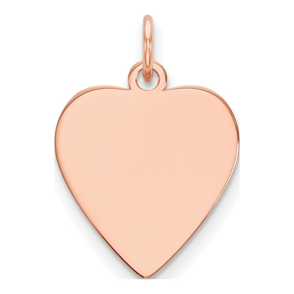 14K Rose Gold Plain .027 Gauge Engravable Heart 17x16.5mm Disc Charm Pendant