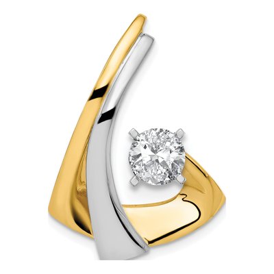 14K Two-Tone Gold Peg-Set Diamond Slide Pendant
