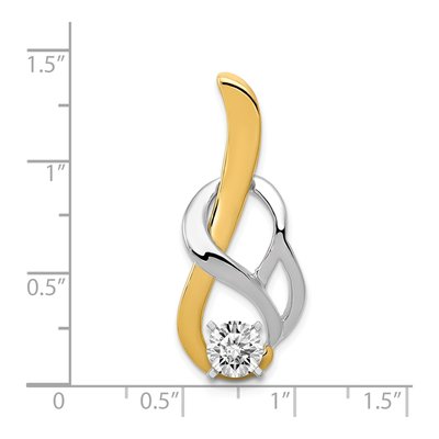 14K Two-Tone Gold Fancy Diamond Peg Mtg Slide Pendant – view 4