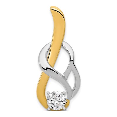 14K Two-Tone Gold Fancy Diamond Peg Mtg Slide Pendant